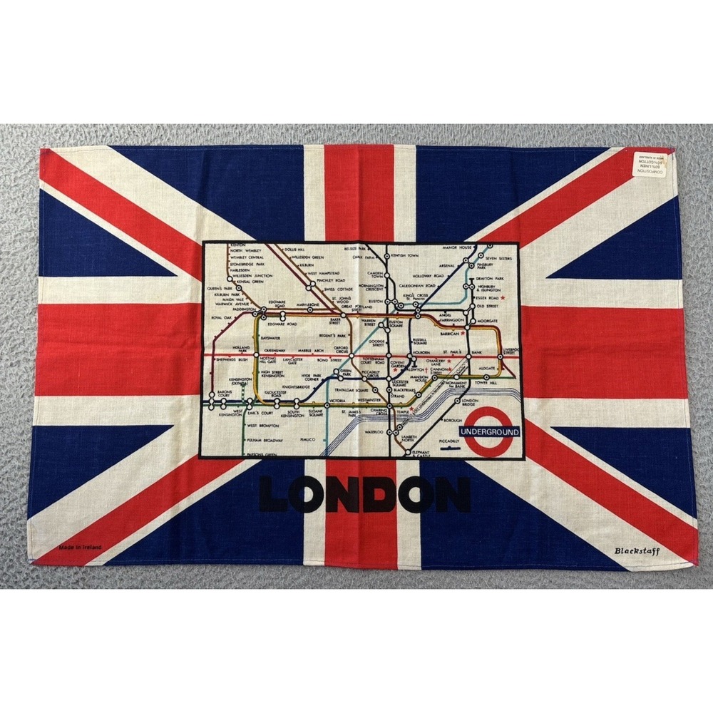 London Underground Tea Towel 29x19 Linen Cotton Blackstaff Union Jack Flag